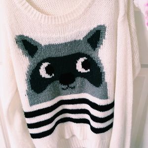 oversized cute raccoon sweater size SMALL